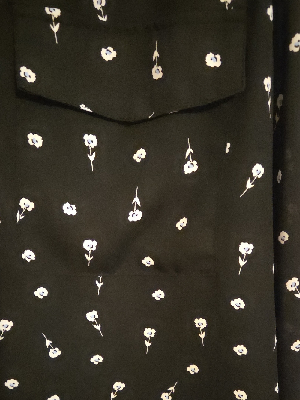 ANN TAYLOR CAMP SHIRT Black Floral - Picture 2 of 2